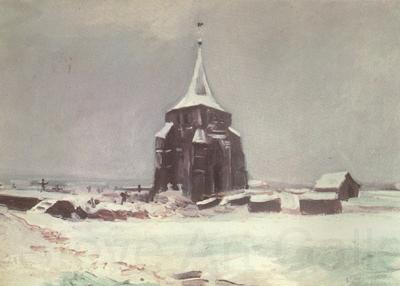 Vincent Van Gogh The old Cemetery Tower at Nuenen in thte Snow (nn040 Germany oil painting art